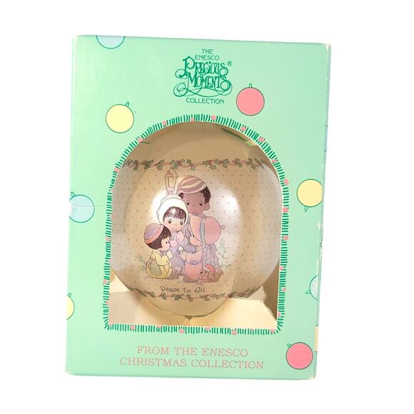 1988 Enesco Precious Moments "Peace to All" Christmas Ornament - Picture 1 of 14